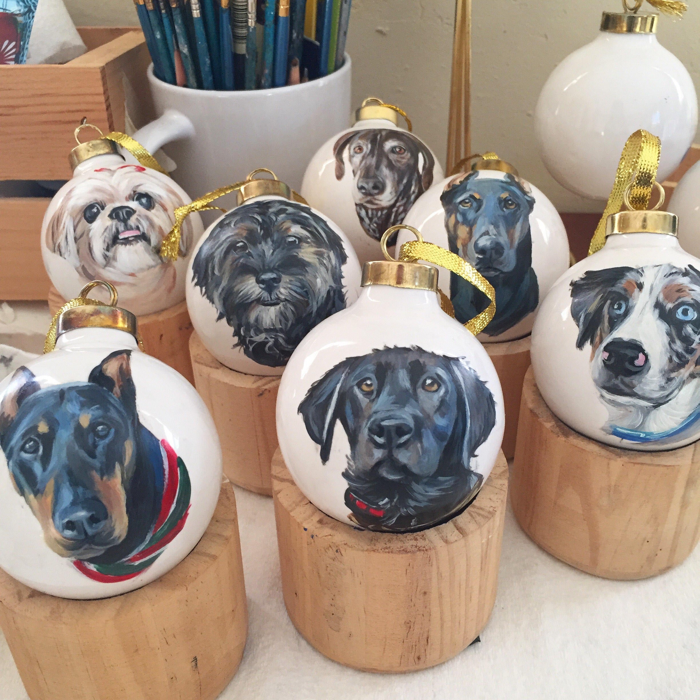 Custom Pet Name & Portrait Christmas Ornament, Dog/Cat Photo Christmas Ball