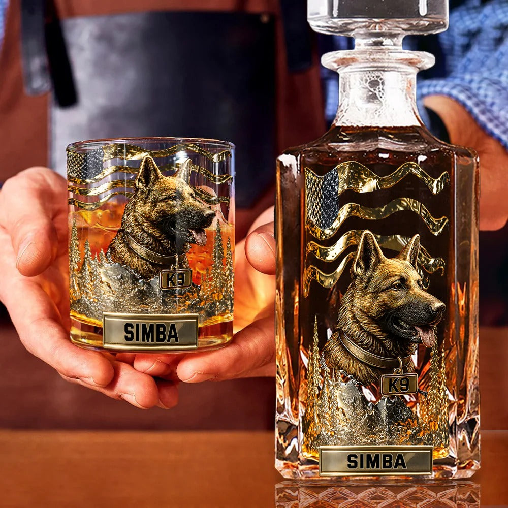 Love My Dog - Personalized German Shepherd Dog Whiskey Glass