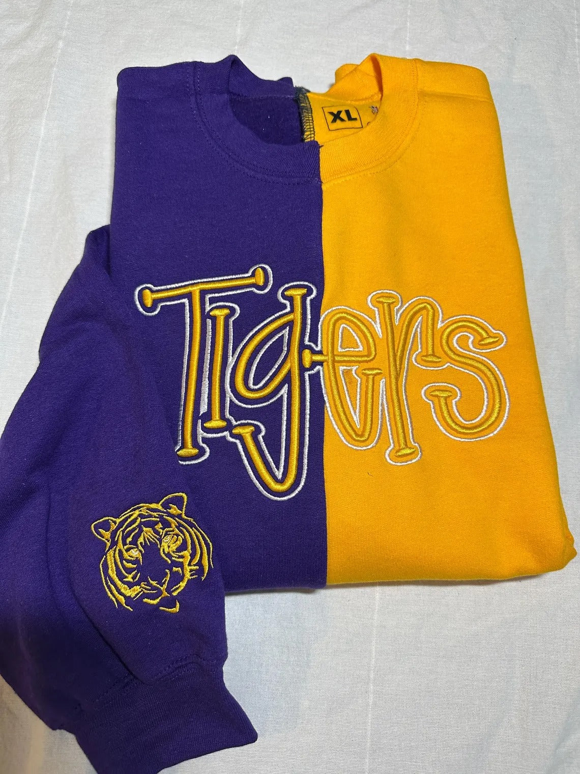 Custom Team Name 3D Puff Embroidered Two Tone Sweatshirt | School Mascot Sweatshirt | College Football Hoodie