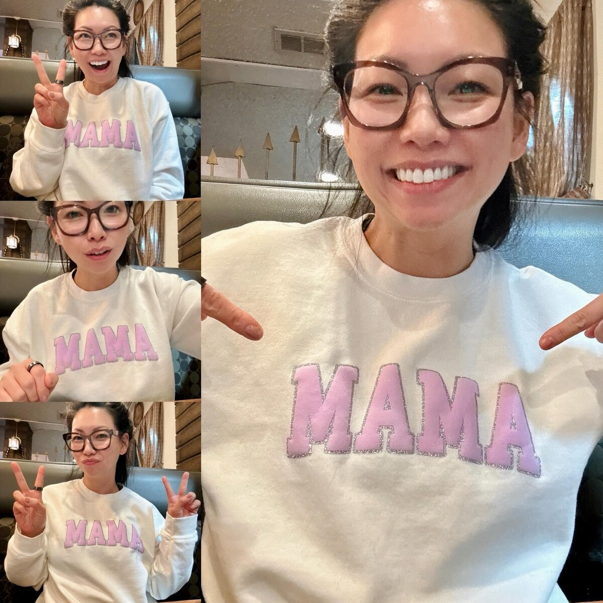 Custom Glitter Puff Mama Crewneck Sweatshirt with Kids Names | Christmas Gift Mom, New Mom Gift, Mom Birthday