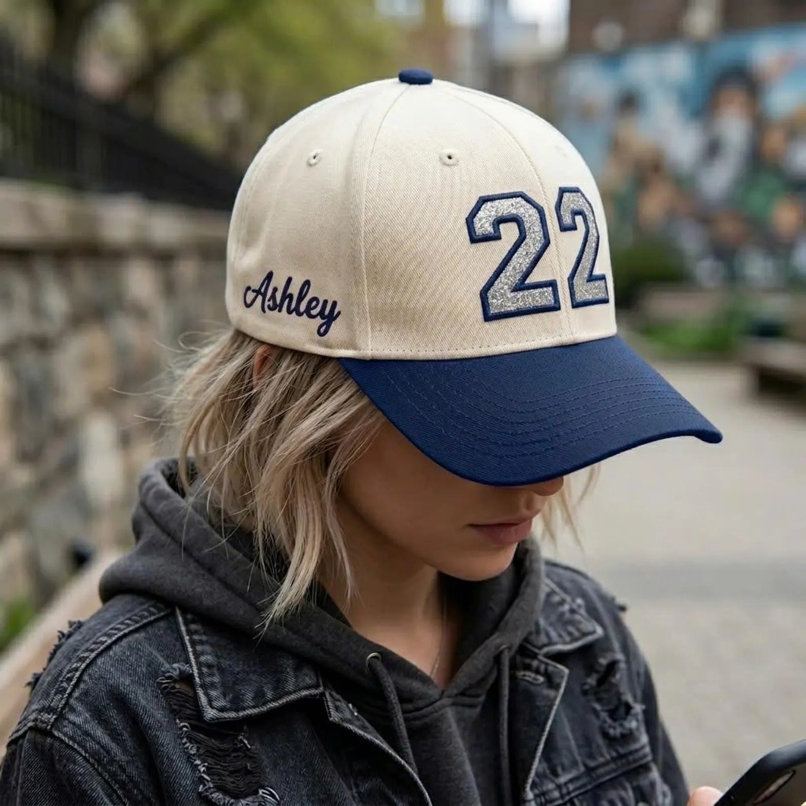 Custom Glitter Number Two Tone Baseball Cap | Personalized Number Hat Game Day Outfit Sports Fan Cap, Team Spirit Hat