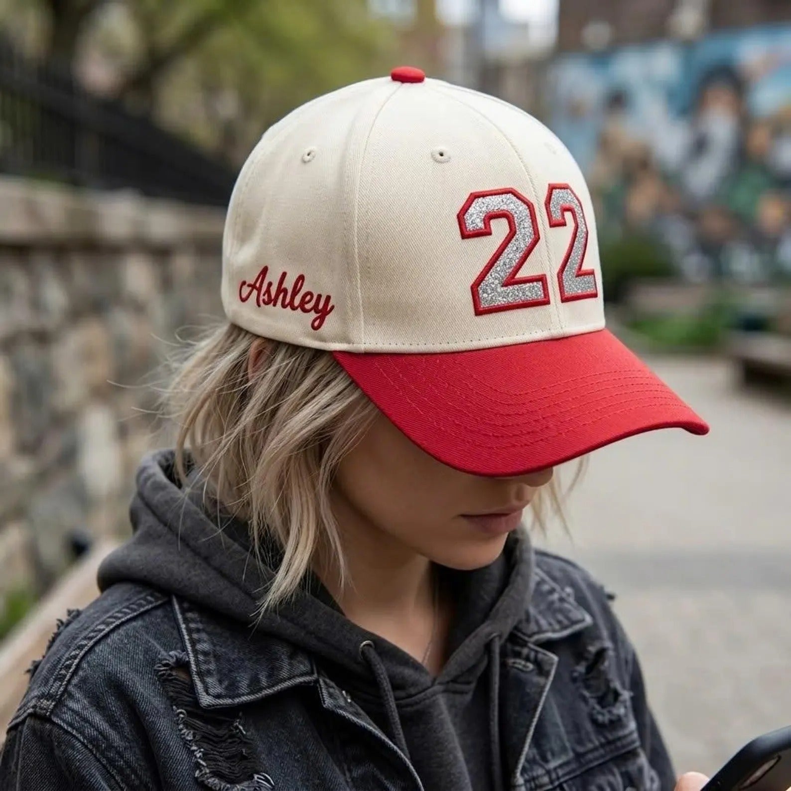 Custom Glitter Number Two Tone Baseball Cap | Personalized Number Hat Game Day Outfit Sports Fan Cap, Team Spirit Hat