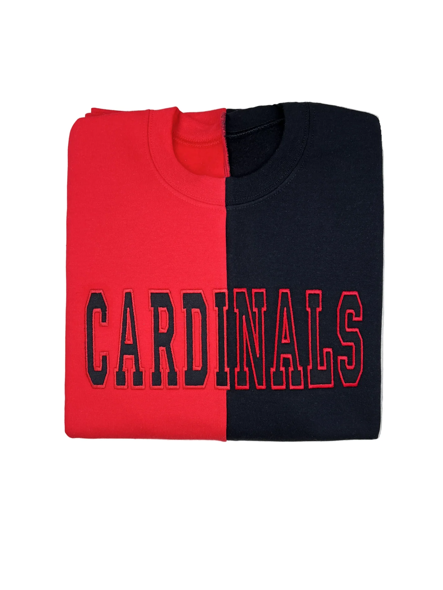 Custom College Team Name Mascot Split Two Tone Double Embroidered Sweatshirt