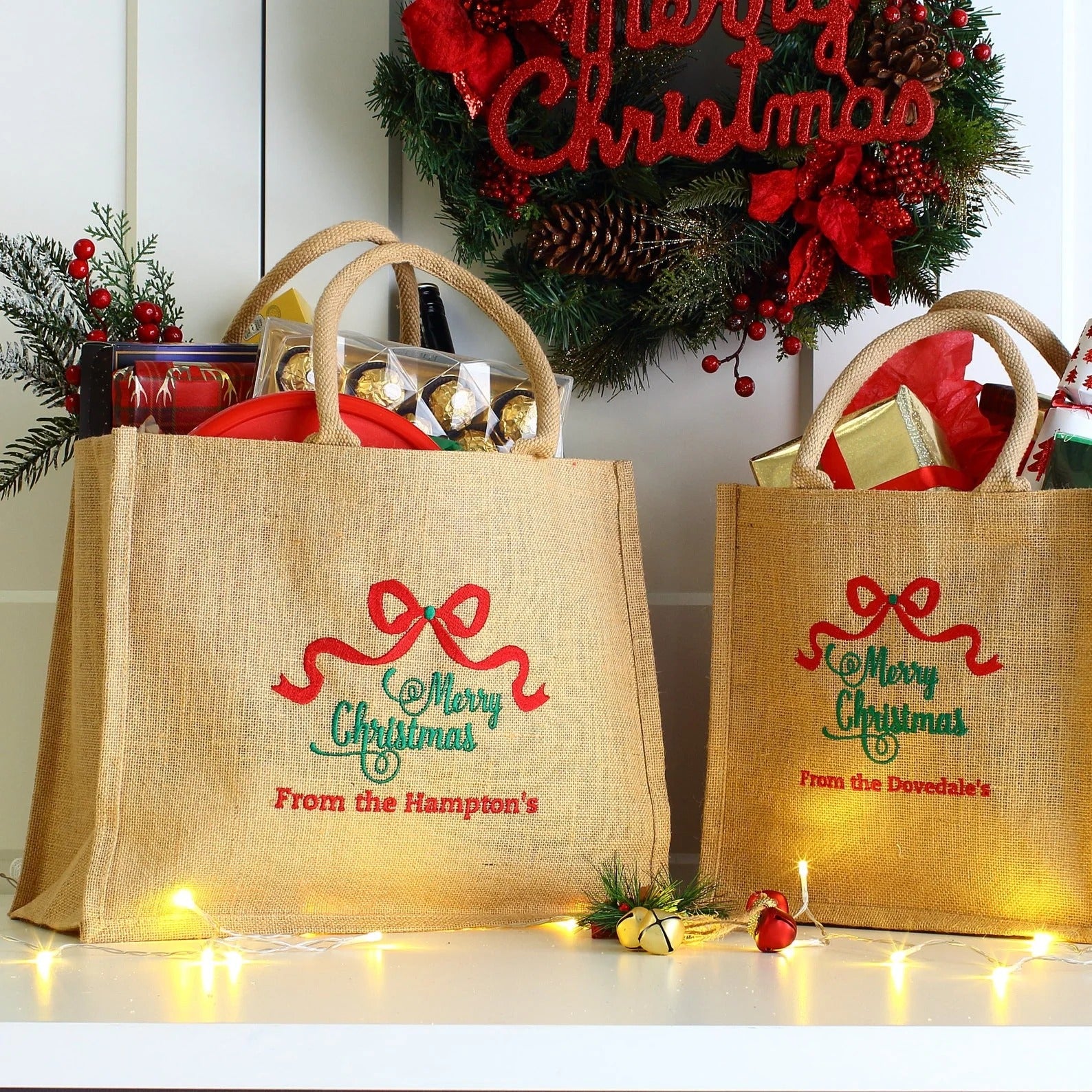 Custom Personalized Embroidered Merry Christmas Gift Bag
