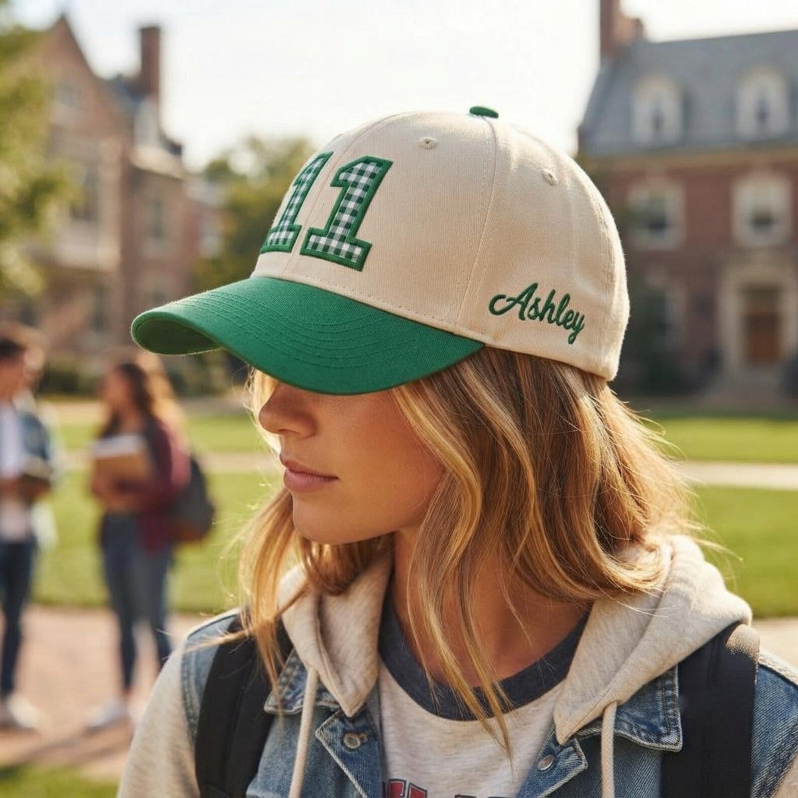 Custom Gingham Number Two Tone Baseball Cap | Personalized Number Hat Game Day Outfit Sports Fan Cap, Team Spirit Hat