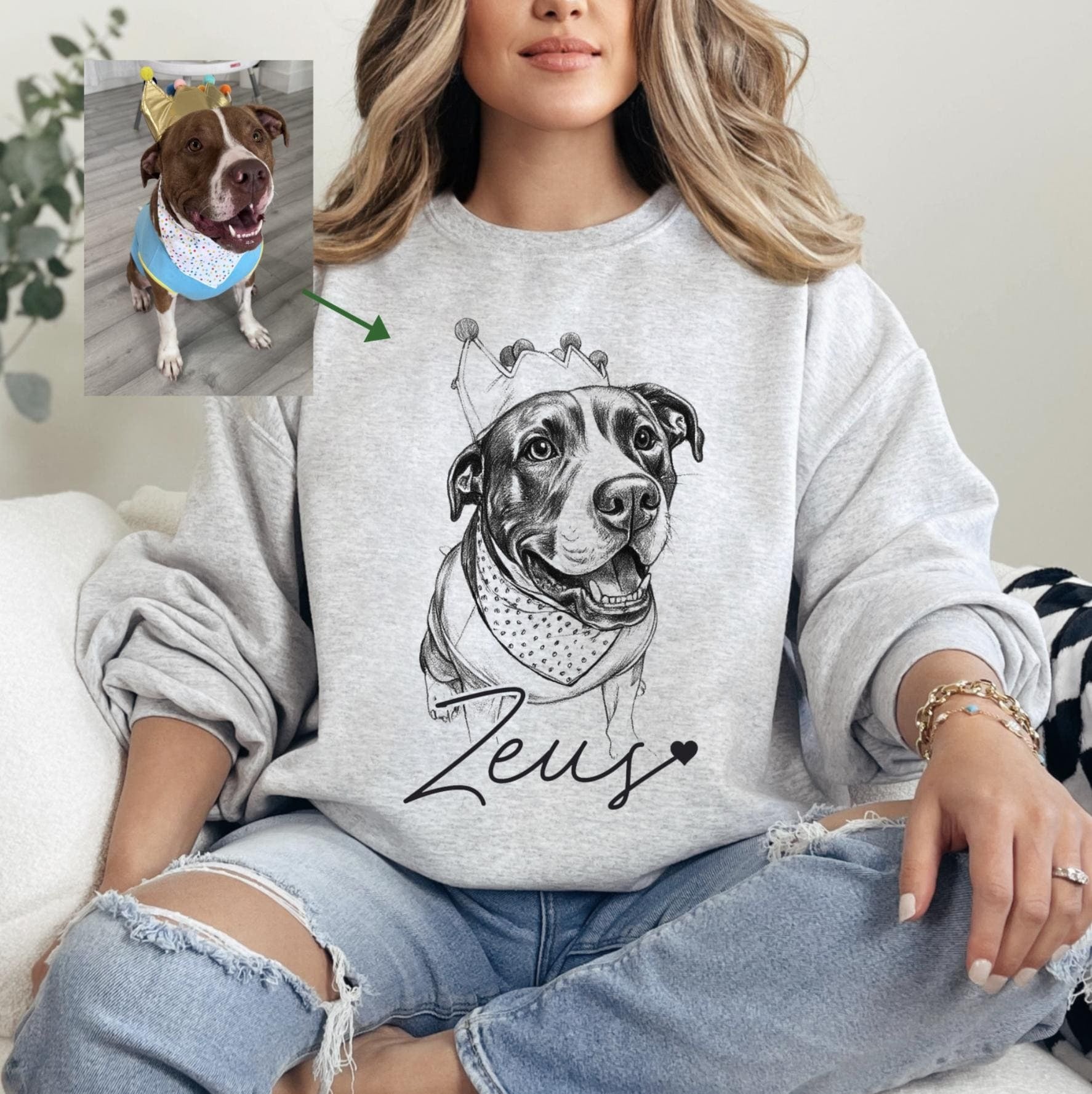 Custom Pet T-Shirt with Photo & Name Printed Sweatshirt | Christmas Gift for Pet Lovers