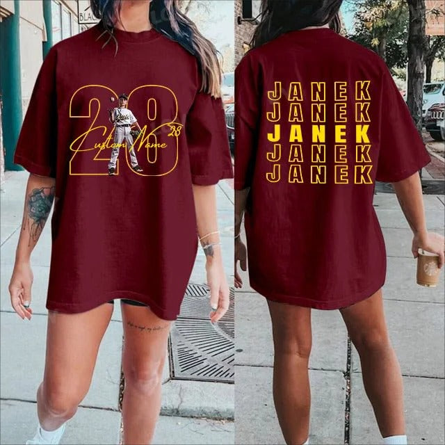 Custom Family Photo & Name Sport T-Shirt/Personalized College Cheer Tee for Teams, Moms & Fans