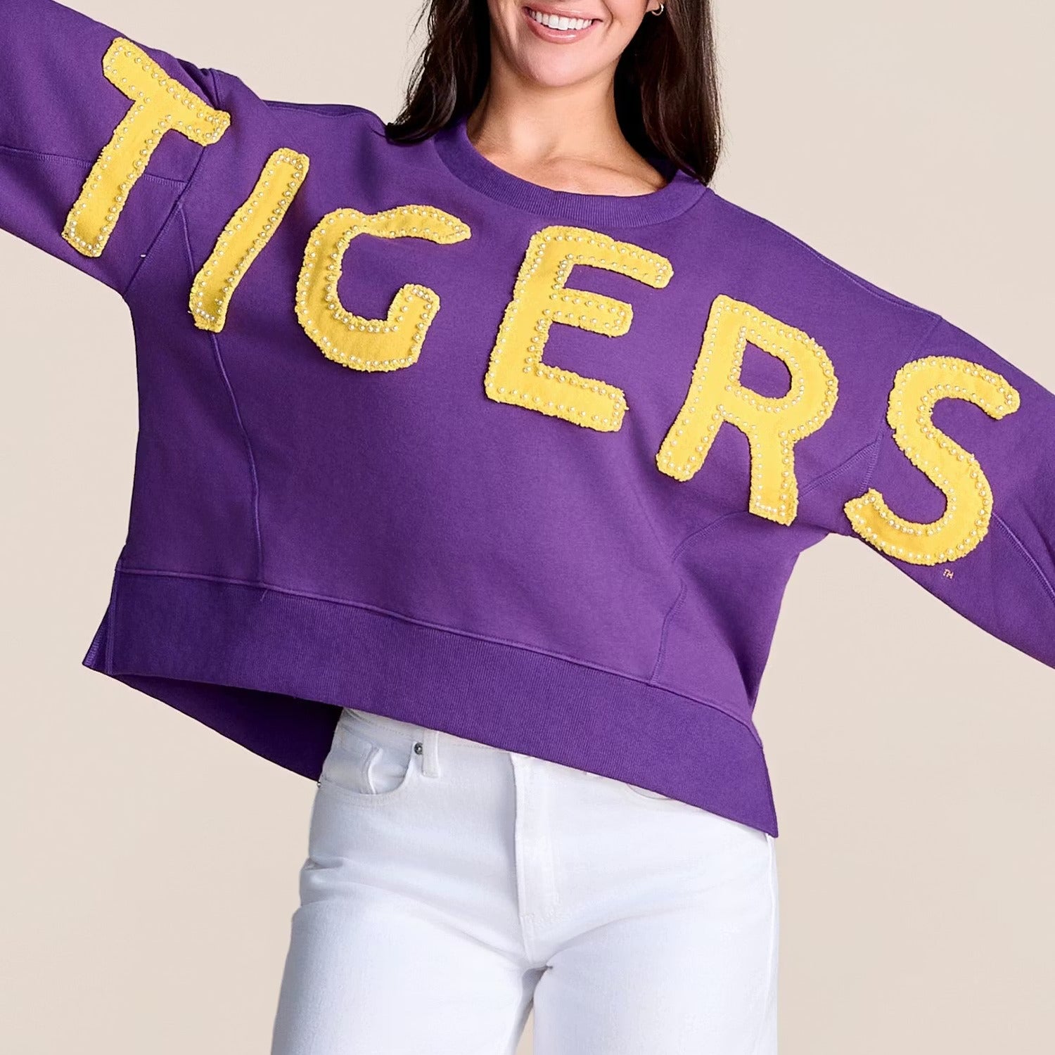 Custom All-Star Distressed Pullover | LSU Tigers Game Day Sweatshirt