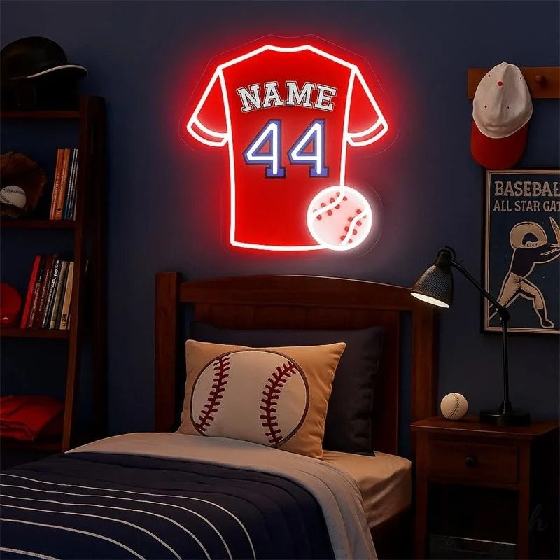Personalized Baseball Jersey Neon Sign Custom LED Light for Baseball Fans