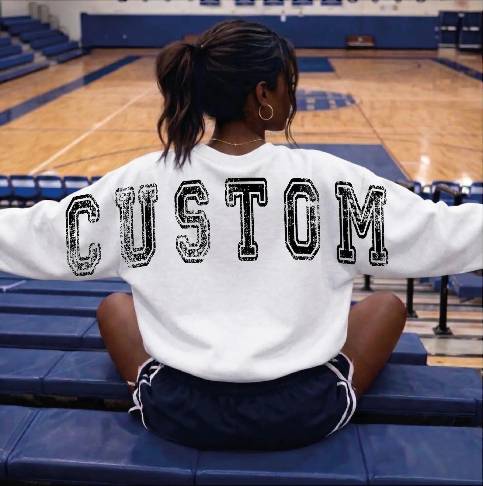 Custom Team Name Sweatshirt Distressed Big Back Print Personalized Mascot Hoodie | Game Day Wear