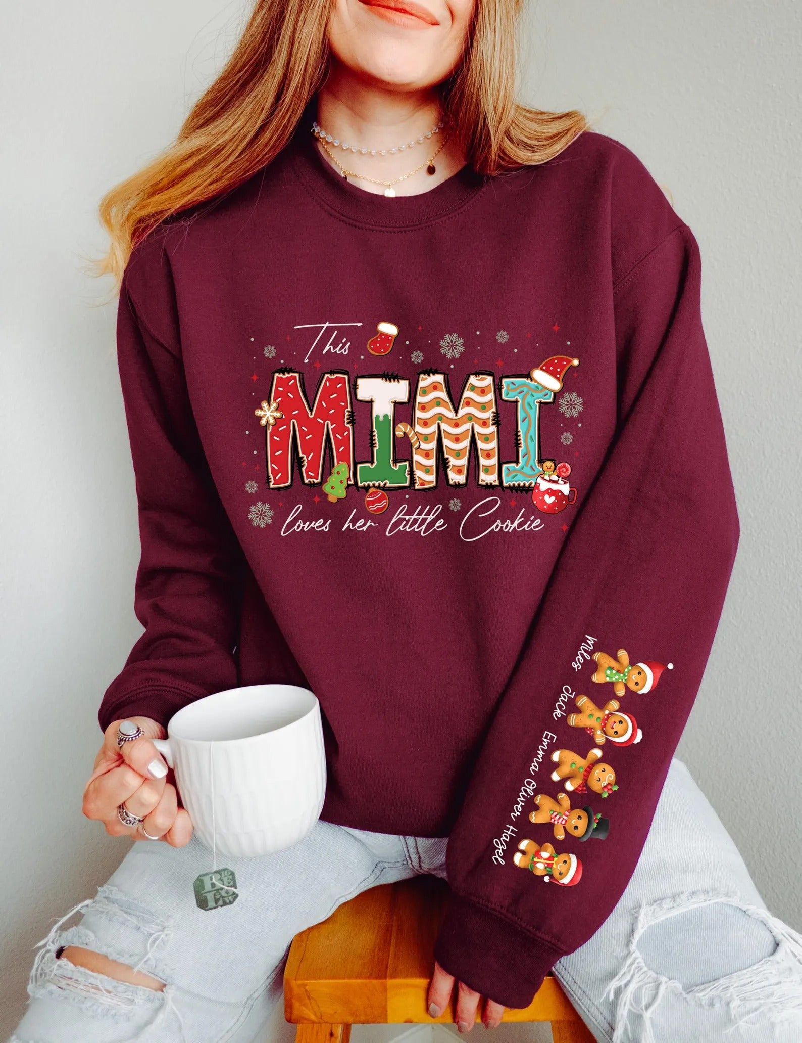 This Mama Loves Her Cookies Sweatshirt | Custom Christmas Mama Nana Claus Gift Hoodie | Merry Christmas Mom Gifts