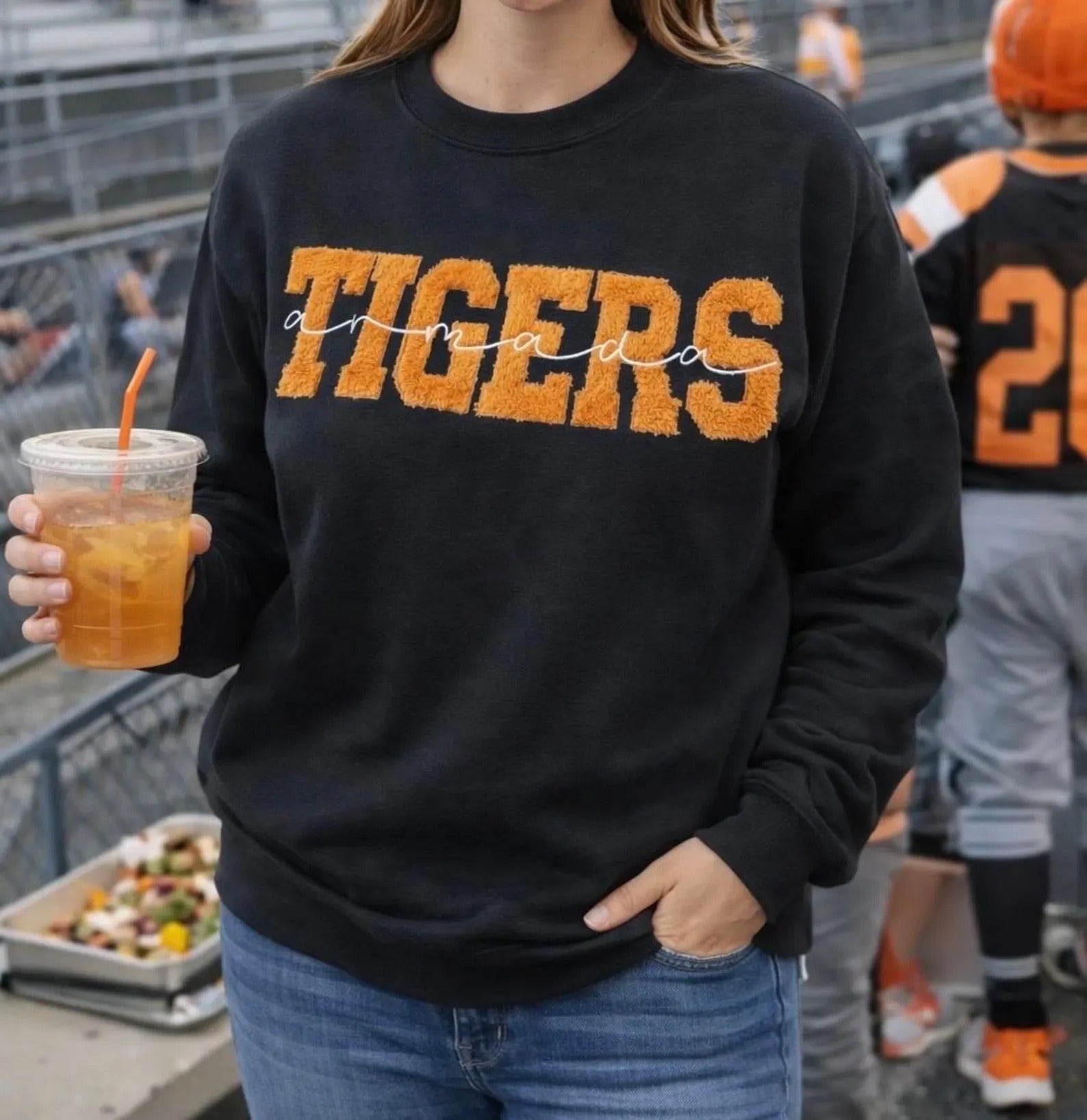Custom Embroidered Applique patch College Sweatshirt | Gifts for Sports Mom