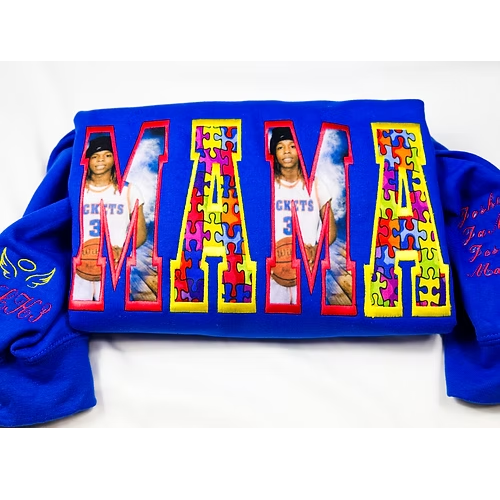 Custom Photo Embroidered Sweatshirt Hoodie T-shirt, MAMA/MOM/DAD Sweatshirt