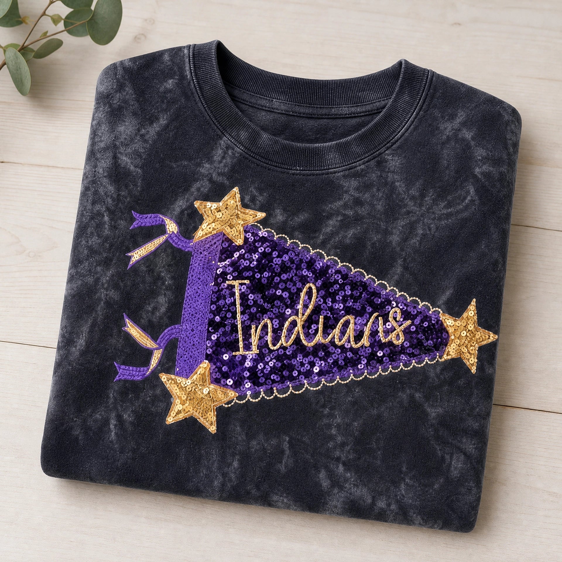 Personalized Sequin Flag Sweatshirt – Custom Text Above, Vintage Fan Gift