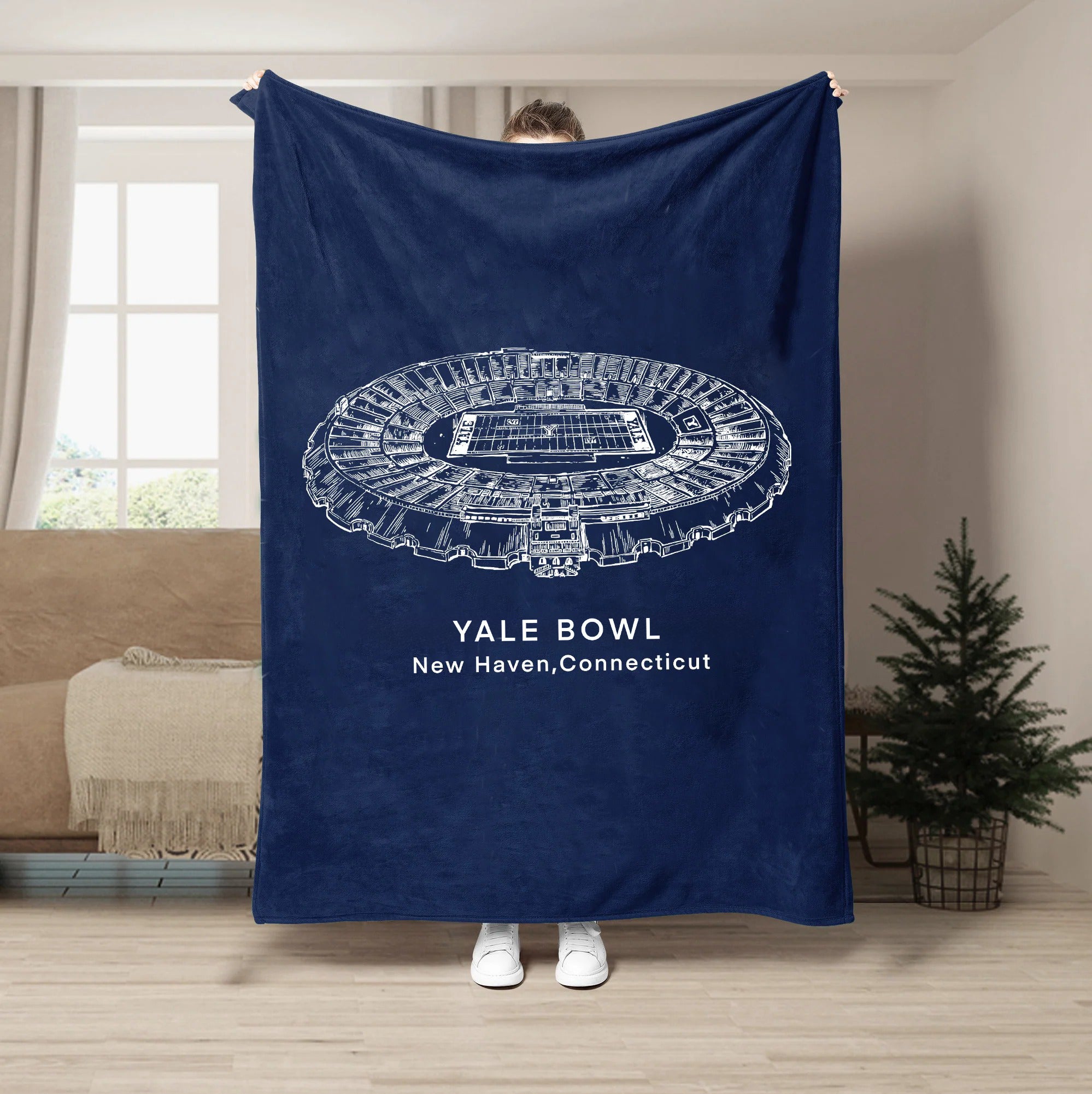 Custom Stadium Blanket Yale Bowl - Yale Bulldogs football, College Football Blanket