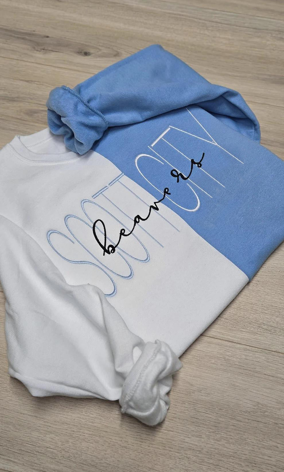 Custom Team Name Two Tone Embroidered Sweater For Game Day