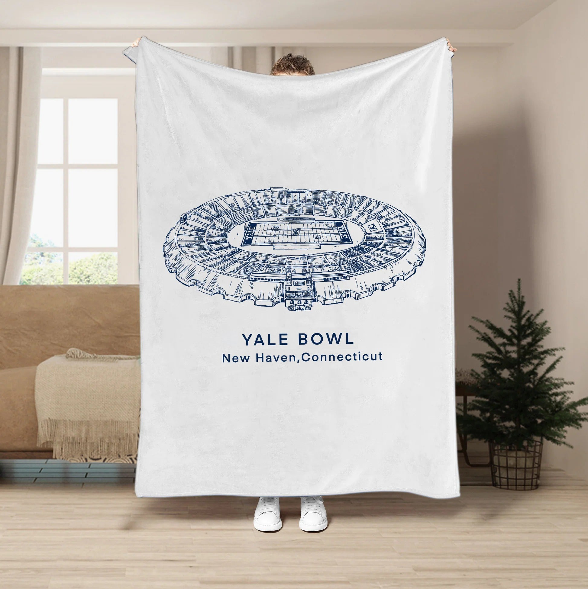 Custom Stadium Blanket Yale Bowl - Yale Bulldogs football, College Football Blanket