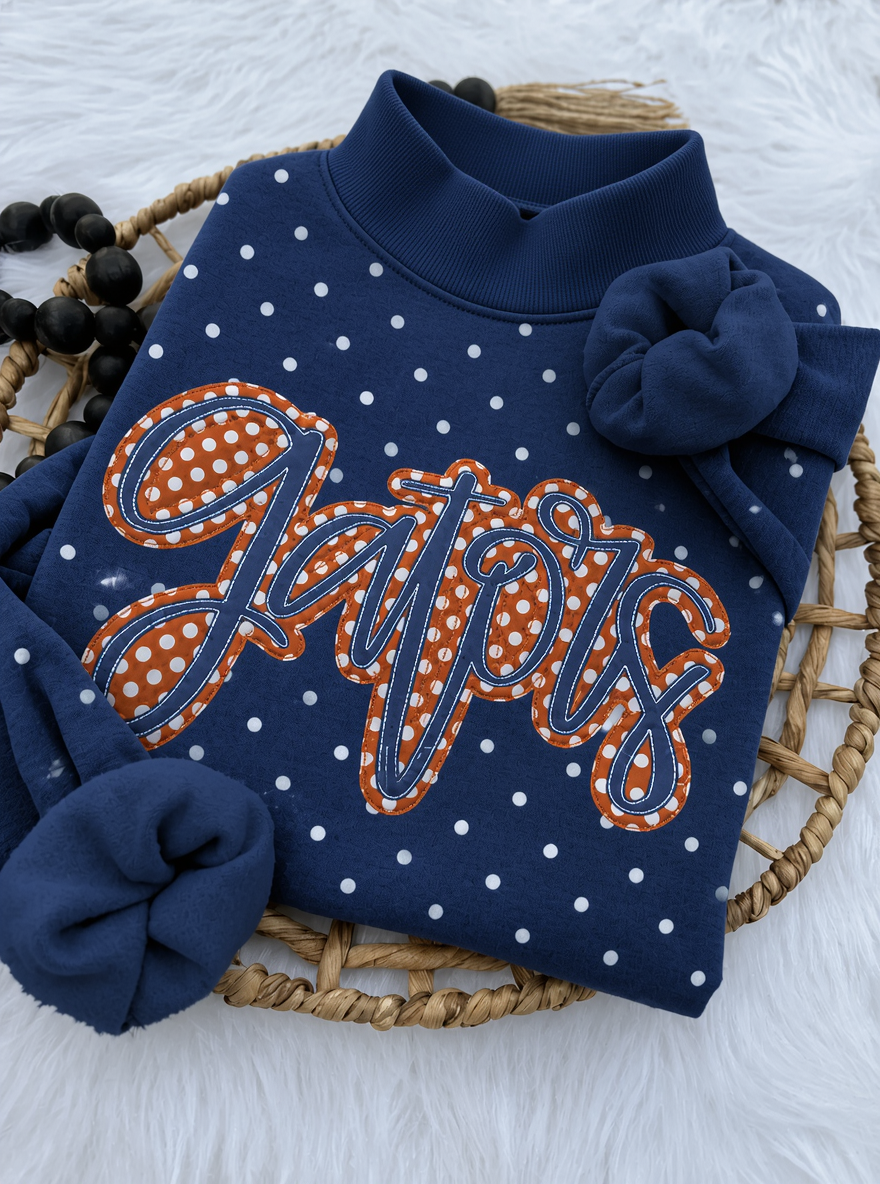 Custom Embroidered Polka Dot Mockneck,Sports Apparel, Spirit Wear | Game Day Wear