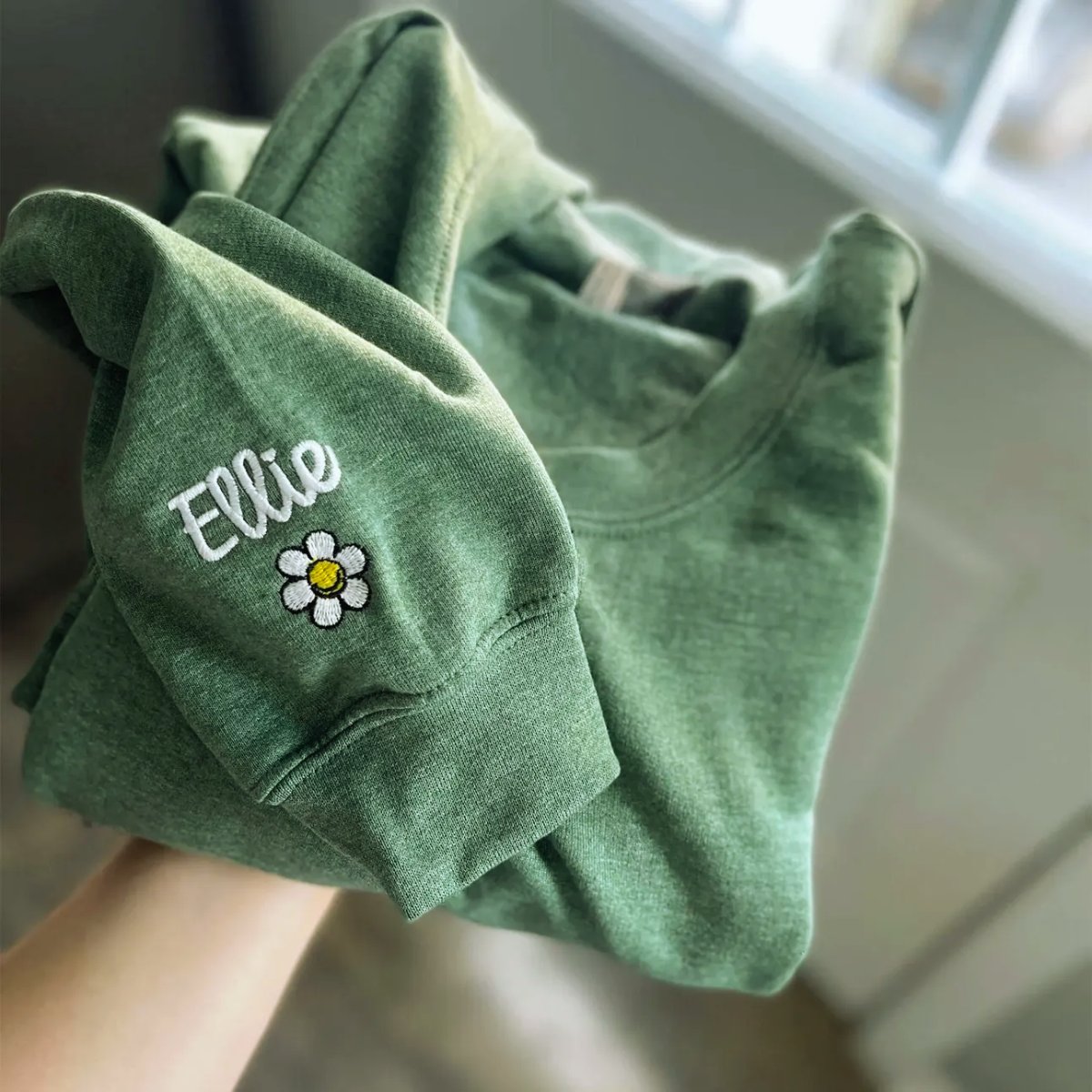 Custom Mother's Day Mama Embroidered Sweatshirt with Kids Names on Sleeve, Personalized Gift for Moms, Hers