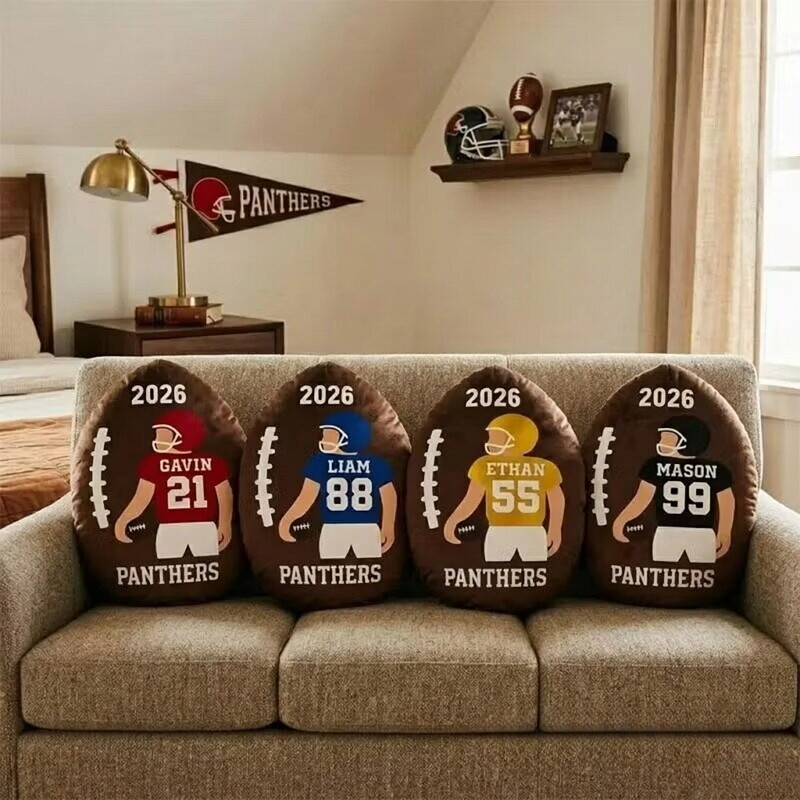 Custom Football Player Plush Pillow, Personalized Name & Number Cushion - Home Decor & Gift for Football Fans