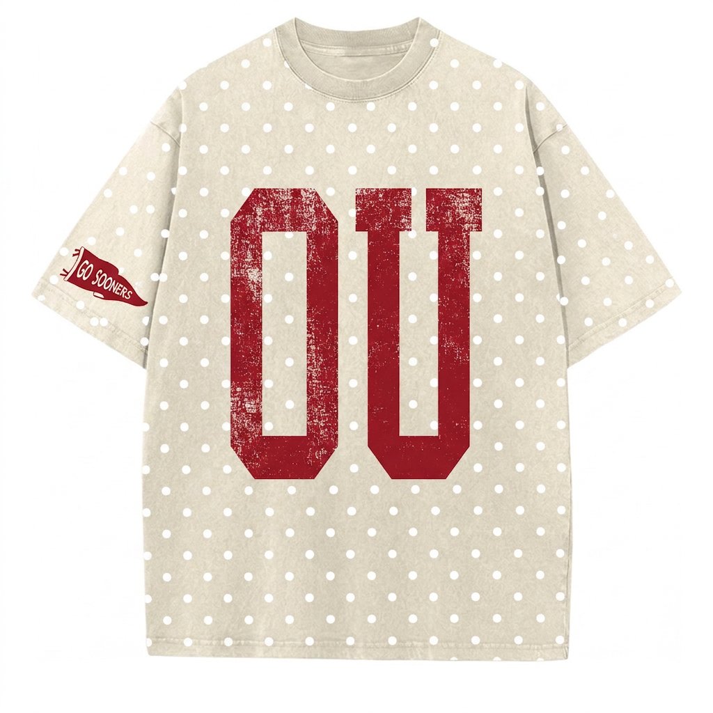 Oklahoma - College Team Vintage Polka Dot Washed T-Shirt