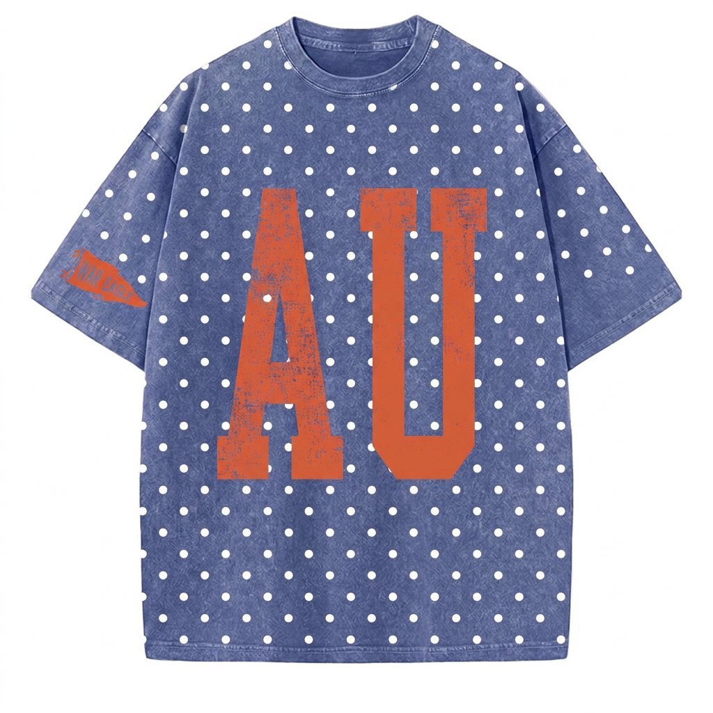 Auburn - College Team Vintage Polka Dot Washed T-Shirt