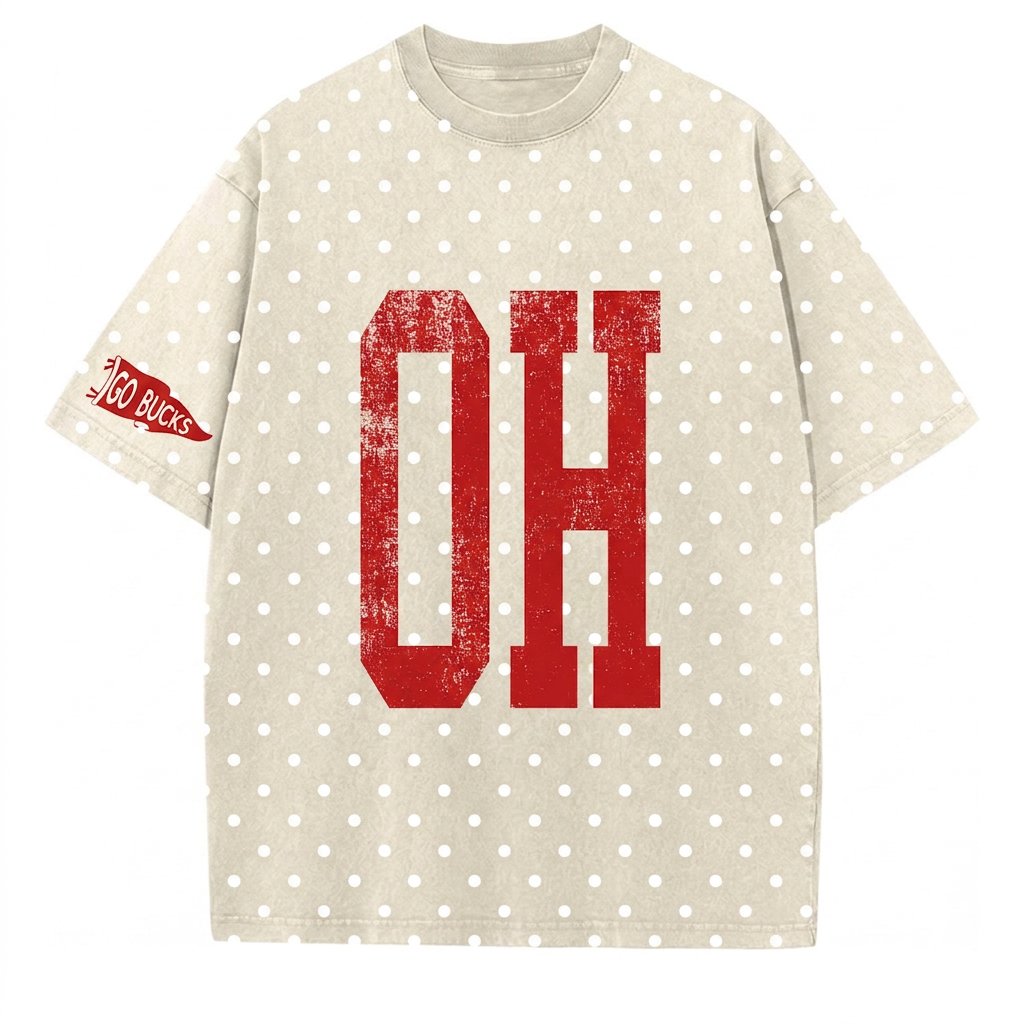 Ohio State - College Team Vintage Polka Dot Washed T-Shirt