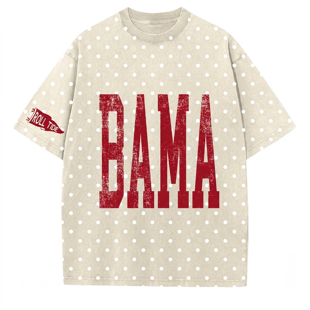 Alabama - College Team Vintage Polka Dot Washed T-Shirt