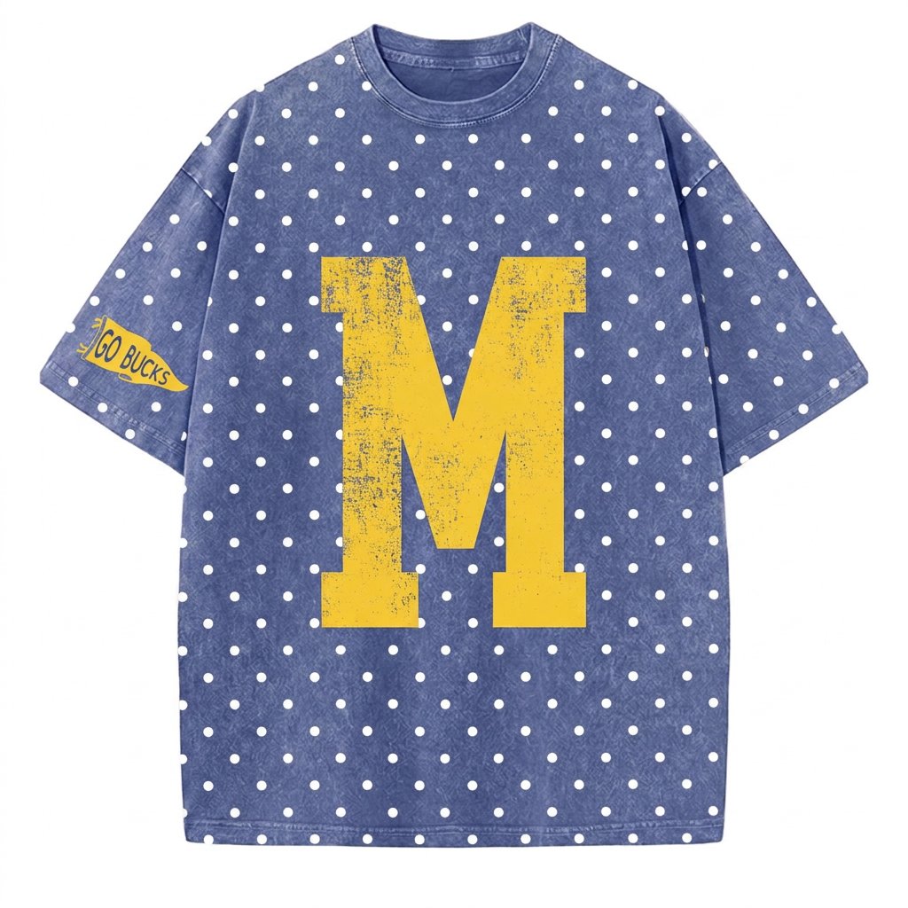 Michigan - College Team Vintage Polka Dot Washed T-Shirt