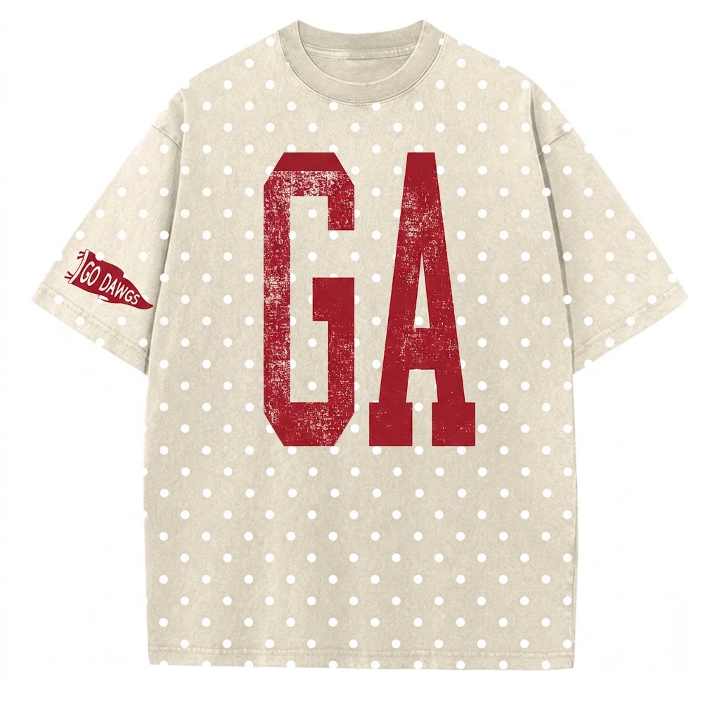 Georgia - College Team Vintage Polka Dot Washed T-Shirt