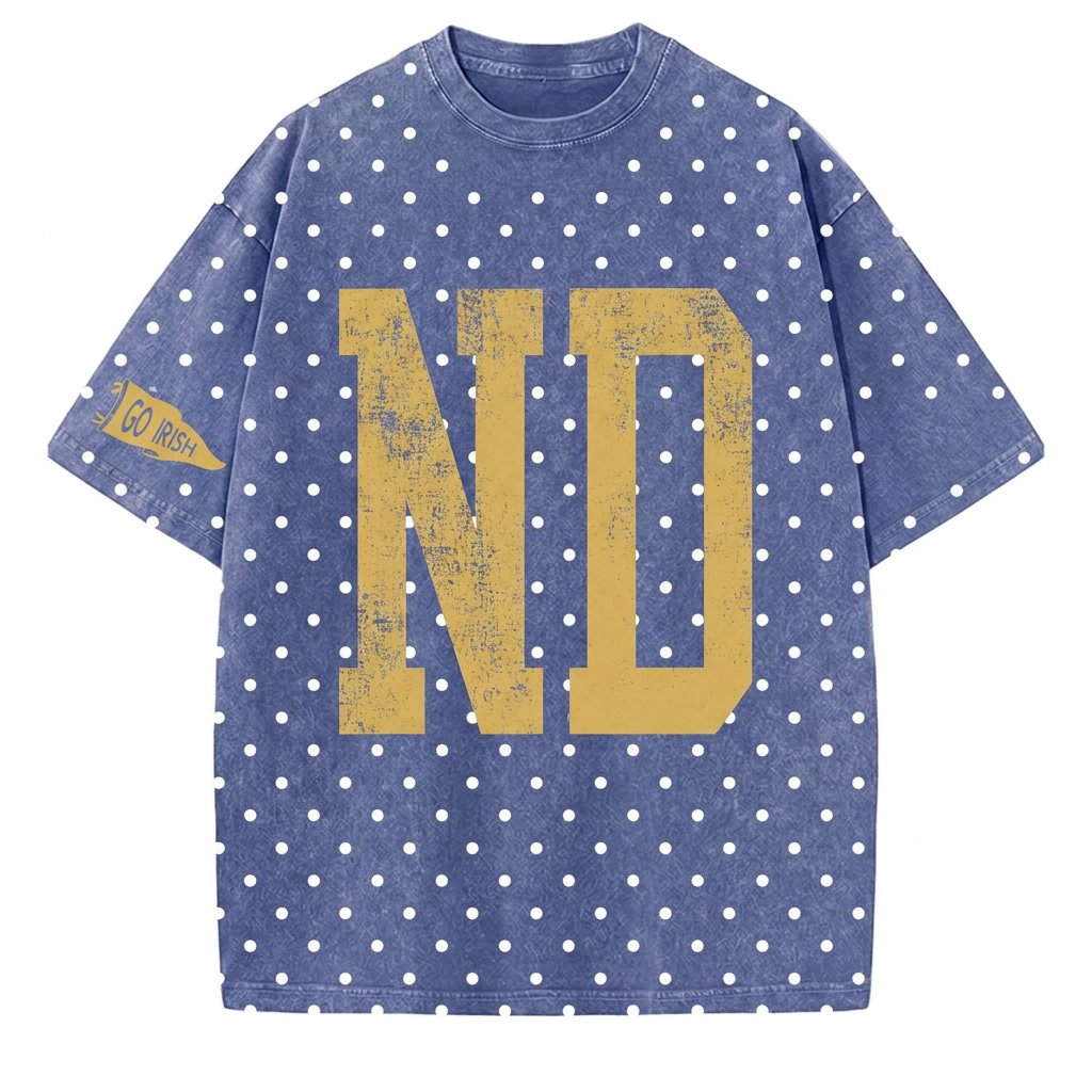 Notre Dame - College Team Vintage Polka Dot Washed T-Shirt