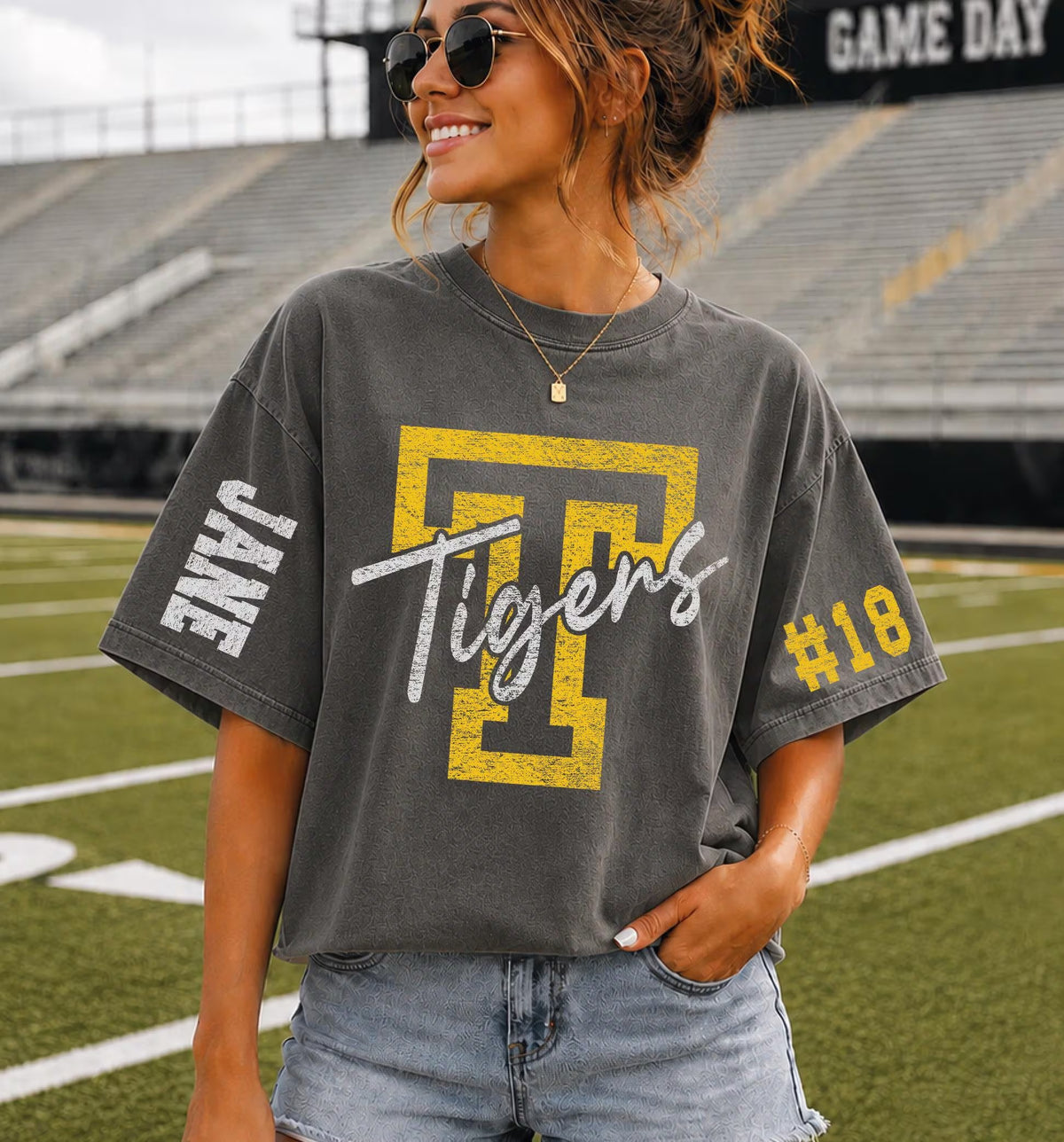 Custom Spirit Cropped T-Shirt – Personalized Team Name & Number Tee | Game Day Wear