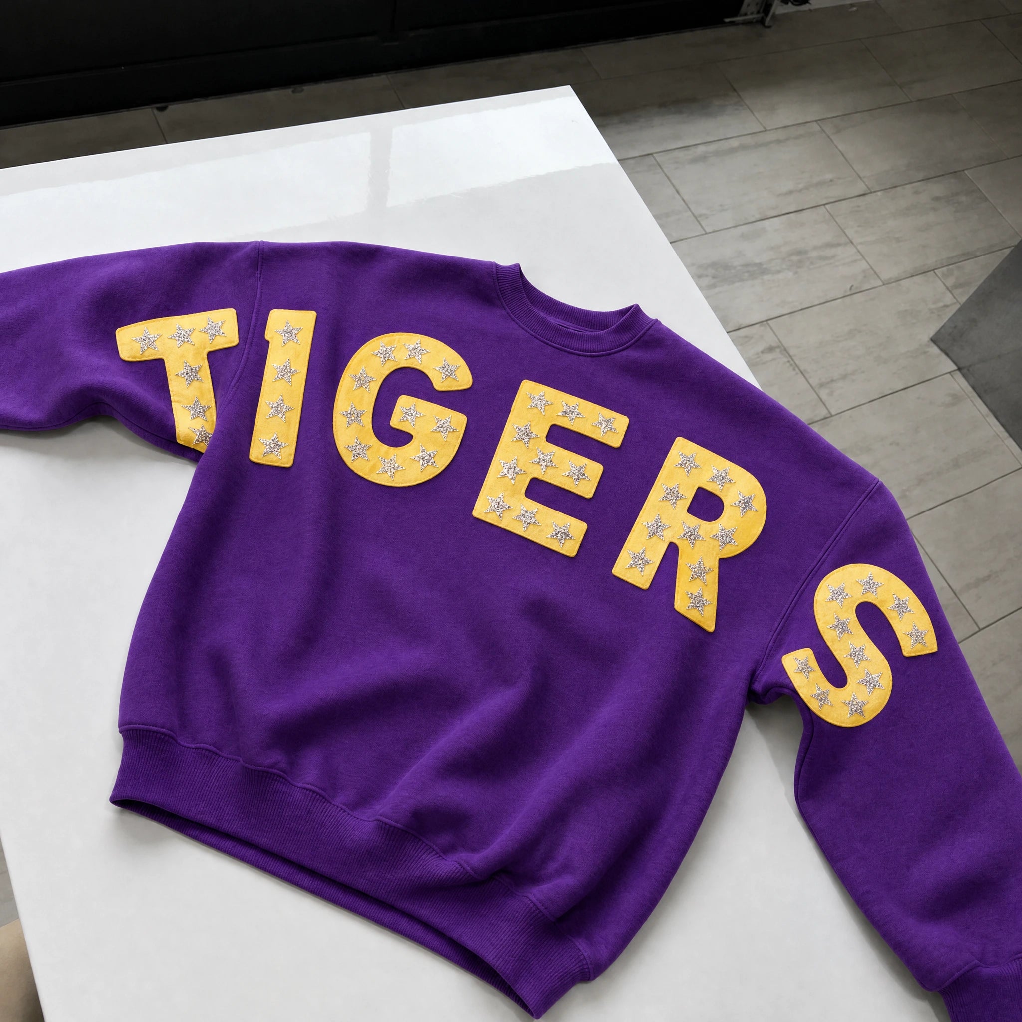 Custom Balloon Sleeve Pullover with Glitter Stars Personalized Team Name