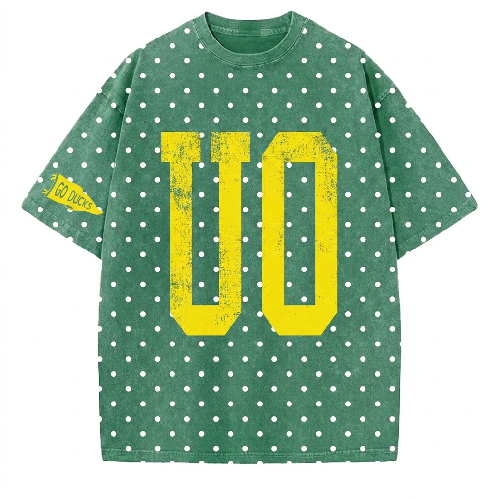 Oregen - College Team Vintage Polka Dot Washed T-Shirt