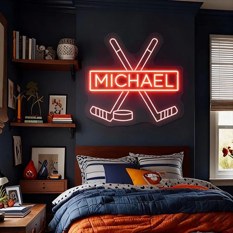 Custom Hockey Name Neon Sign Sports Bedroom Wall Decor