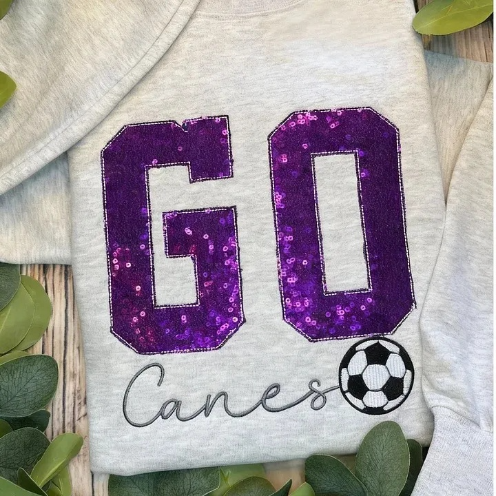 Personalized Sequin Go Sports Spirit Sweatshirt Custom Team Name Sequin Apparel | Gifts for Sports Mom