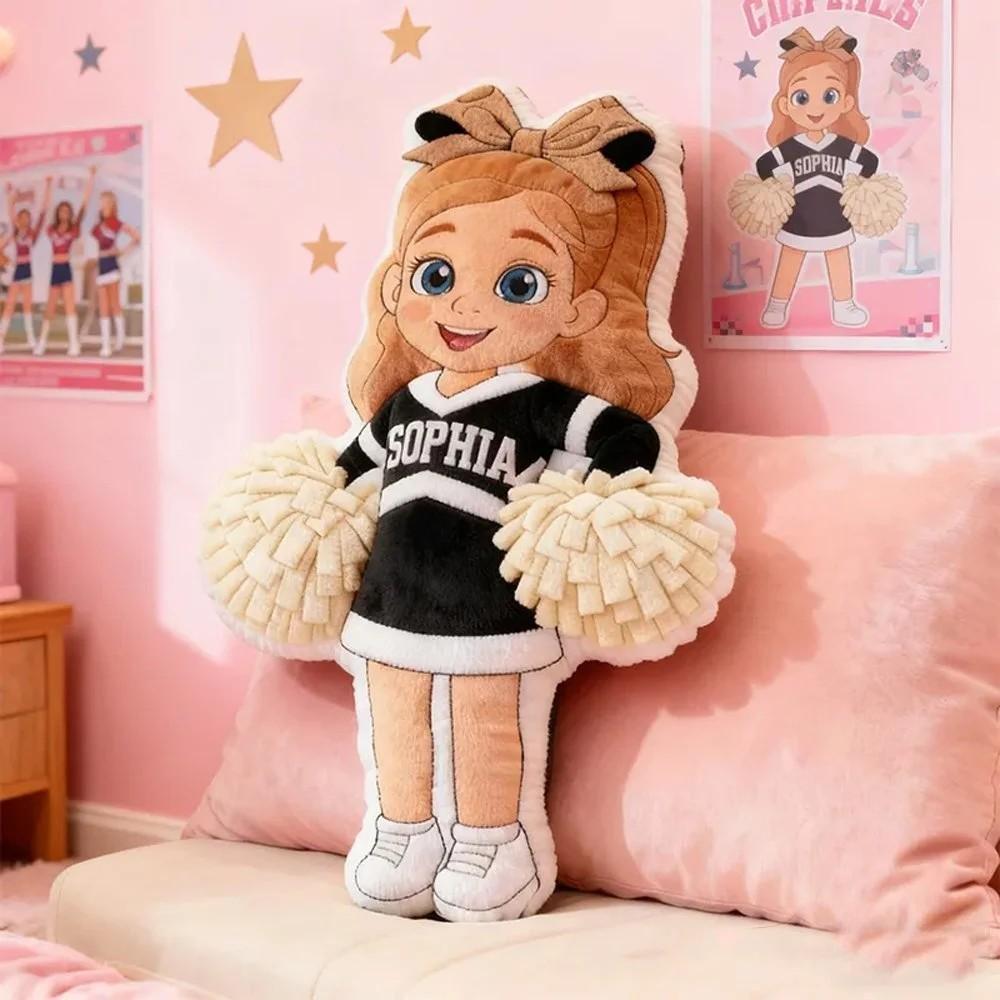 Personalized Graphic 3D Print Cheerleader Pillow with Custom Name and Outfit Design