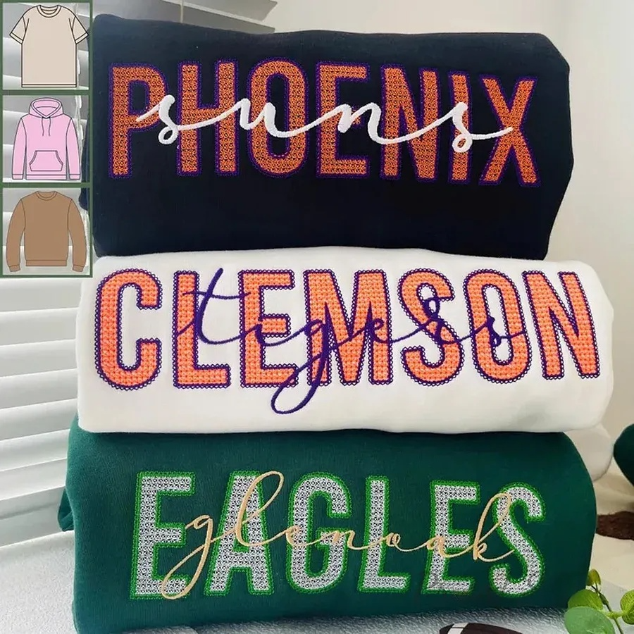 Personalized Team Name Sweatshirt Custom Embroidered Varsity Crewneck | Gifts for Sports Mom