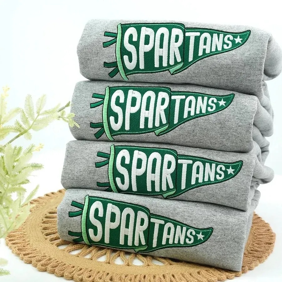 Personalized Embroidered Pennant Sweatshirt with Team Name Custom College Game Day Hoodie