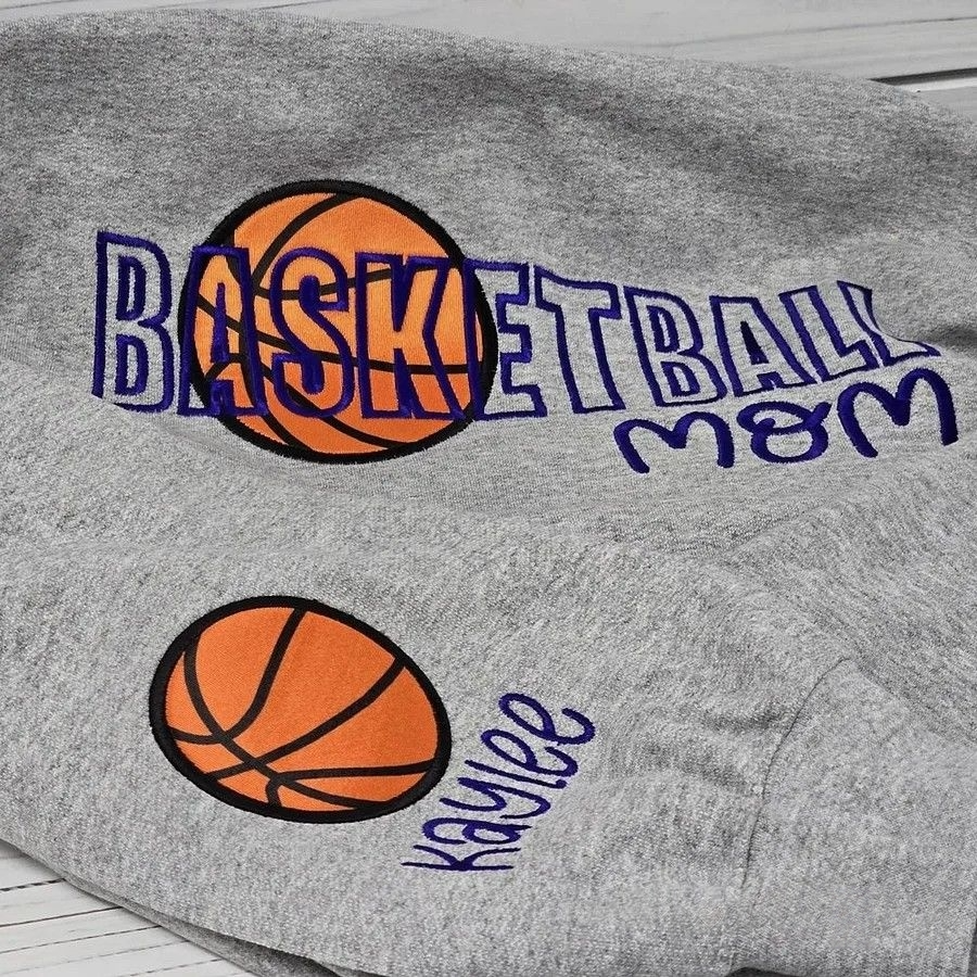Personalized Basketball Mom Sweatshirt Embroidered Sports Team Spirit Hoodie