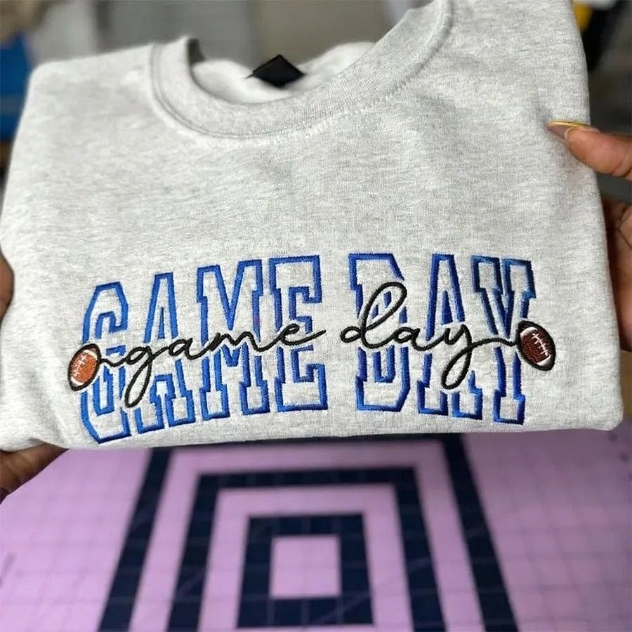Personalized Football Season Embroidery Game Day Sweatshirt