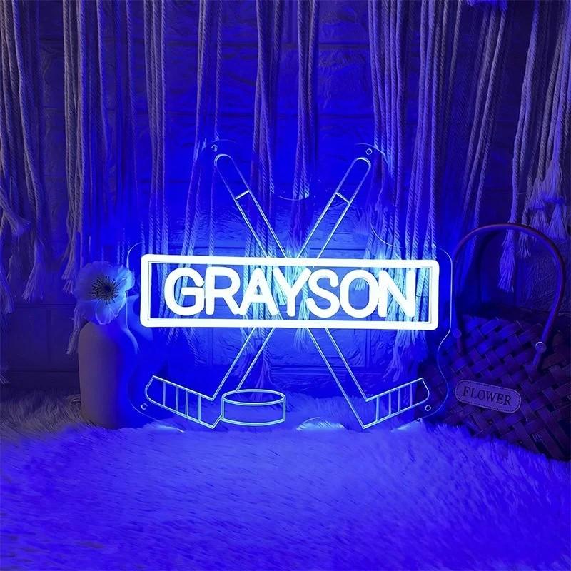 Custom Hockey Name Neon Sign Sports Bedroom Wall Decor