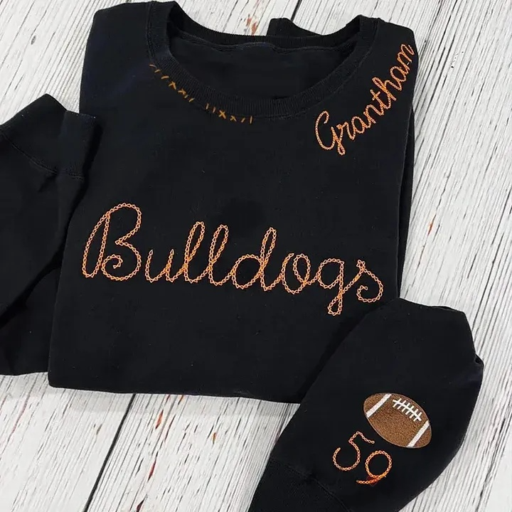 Personalized Football Sweatshirt Sports Mom Neck Embroidered Sweatshirt