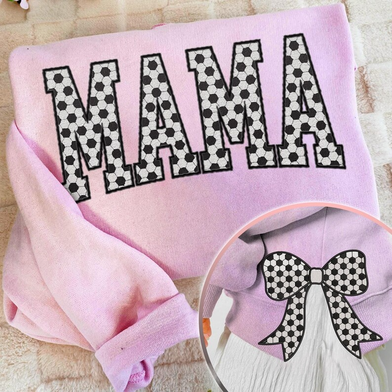 MAMA Soccer Coquette Side Bow Sweatshirt Retro Trendy Coquete Lover Sweater | Gifts for Sports Mom