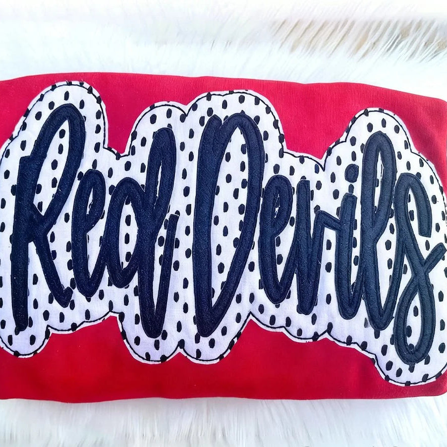 Personalized School Spirit Applique Sweatshirt Glittered Applique Embroidery Team Name Apparel