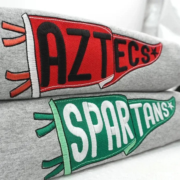 Personalized Embroidered Pennant Sweatshirt with Team Name Custom College Game Day Hoodie