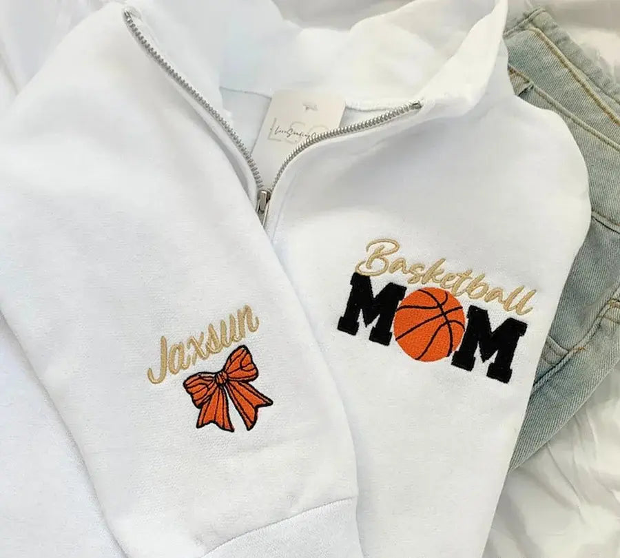 Personalized Basketball Mom Quarter Zip Sweater Gift for Team Mom Sweatshirt