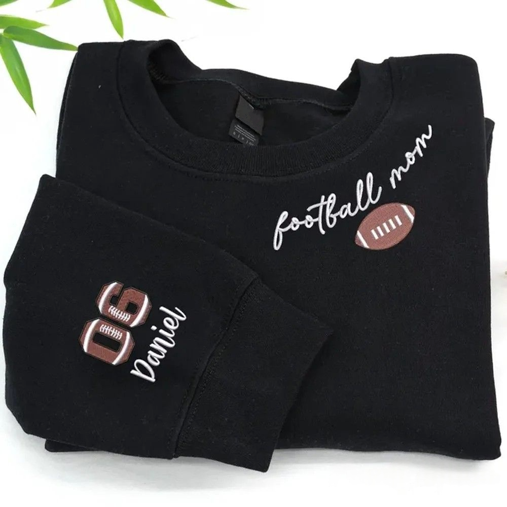 Personalized Embroidered Football Mom Sweatshirt with Name and Number Game Day Apparel