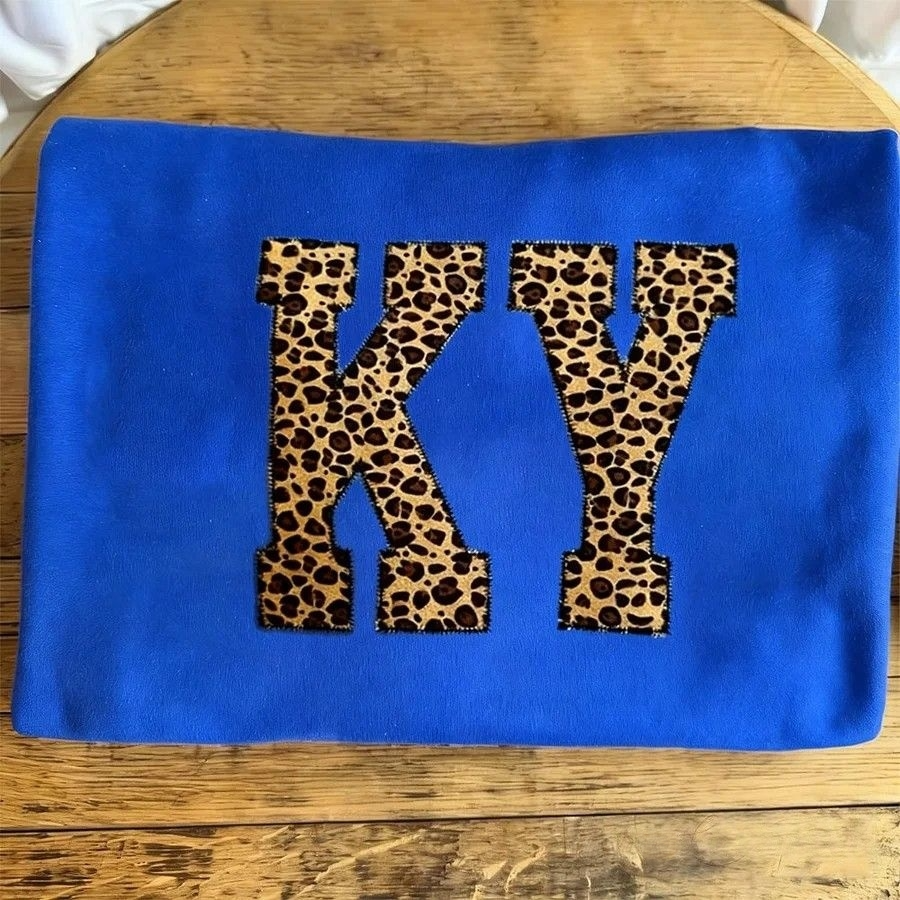Personalized Leopard Embroidered Letter or Number Sweatshirt Team Spirit Crewneck | Gifts for Sports Mom
