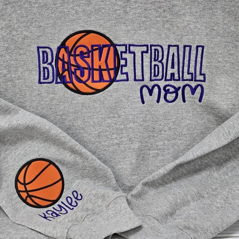 Personalized Basketball Mom Sweatshirt Embroidered Sports Team Spirit Hoodie